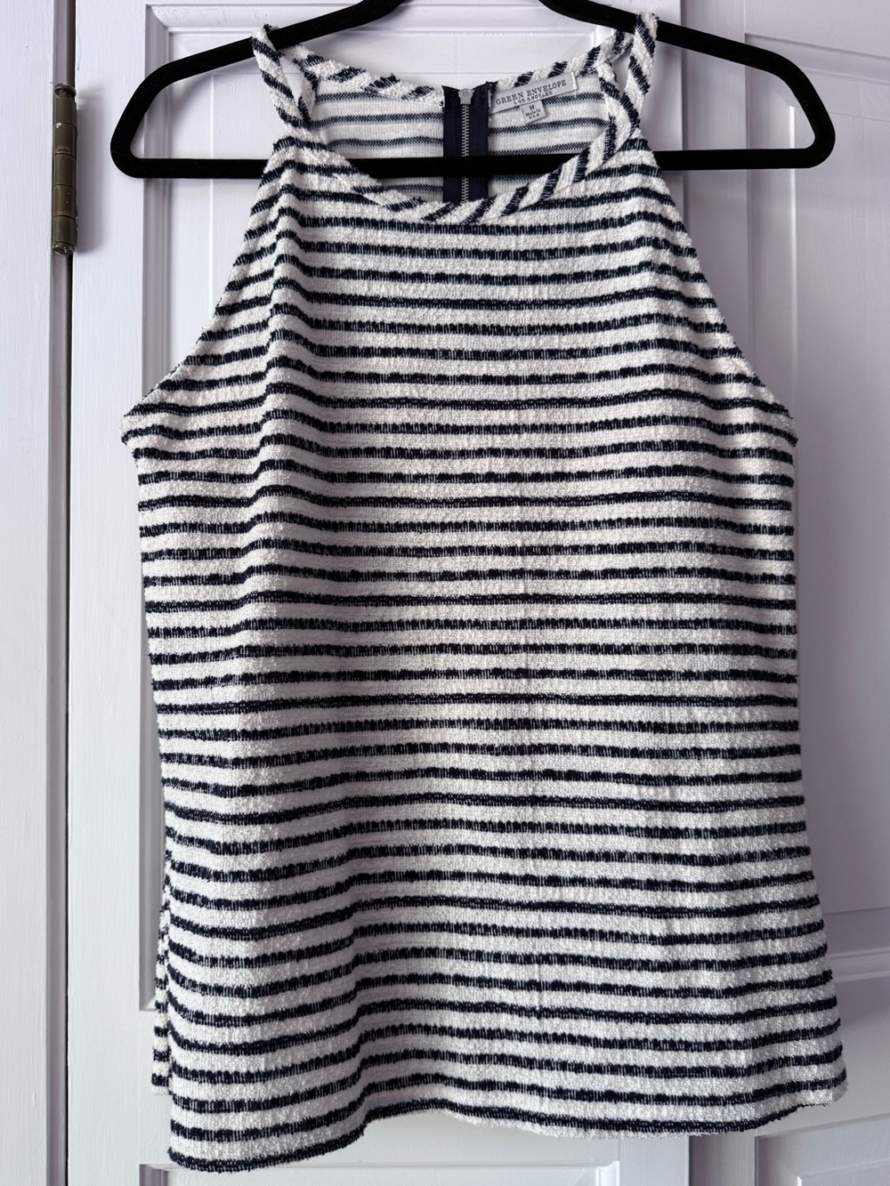 Green Envelope Los Angeles Striped Textured Tank Top Medium Coastal Chic